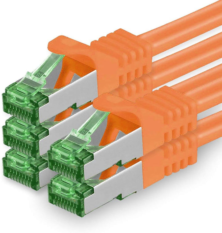 1aTTack.de Cat7 Netzwerkkabel 7,5m - Orange - 5 Stück - Cat 7 Ethernetkabel Lankabel Lan 10Gbits Pat