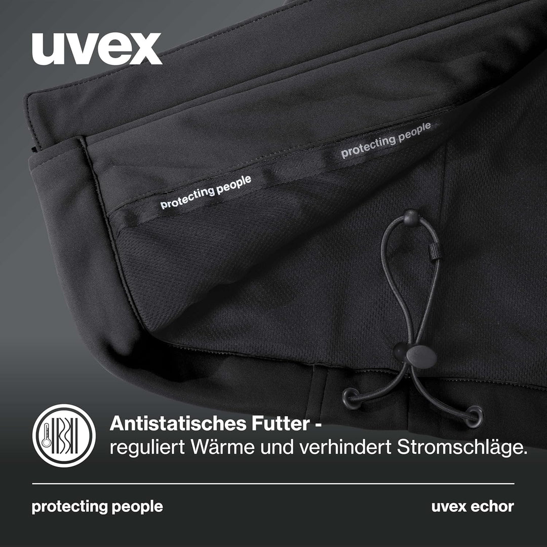 Uvex Echor Softshell-Arbeitsjacke für Herren - atmungsaktiv & wasserabweisend M Schwarz, M Schwarz