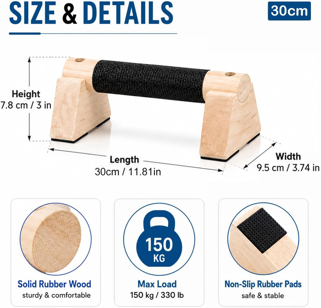 2 Stück Holz Liegestützgriffe,Calisthenics Equipment Parallettes mit Anti-Rutsch Griffband, Push Up