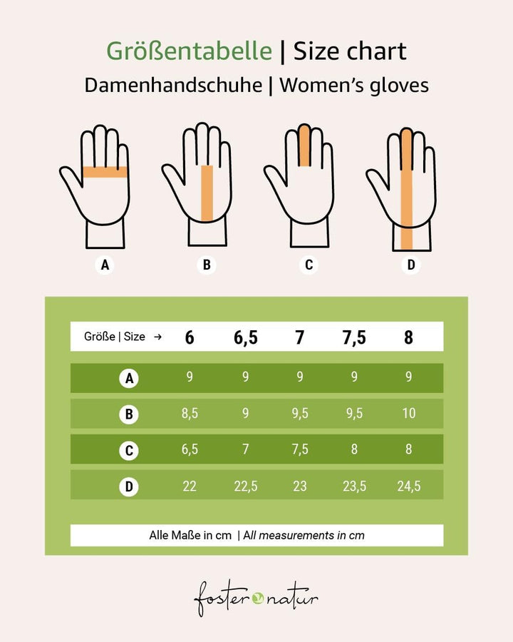 FosterNatur, Merino Damen Wollhandschuhe/Fingerhandschuhe, 100% Wolle Merino extrafein 6.5 Russet re