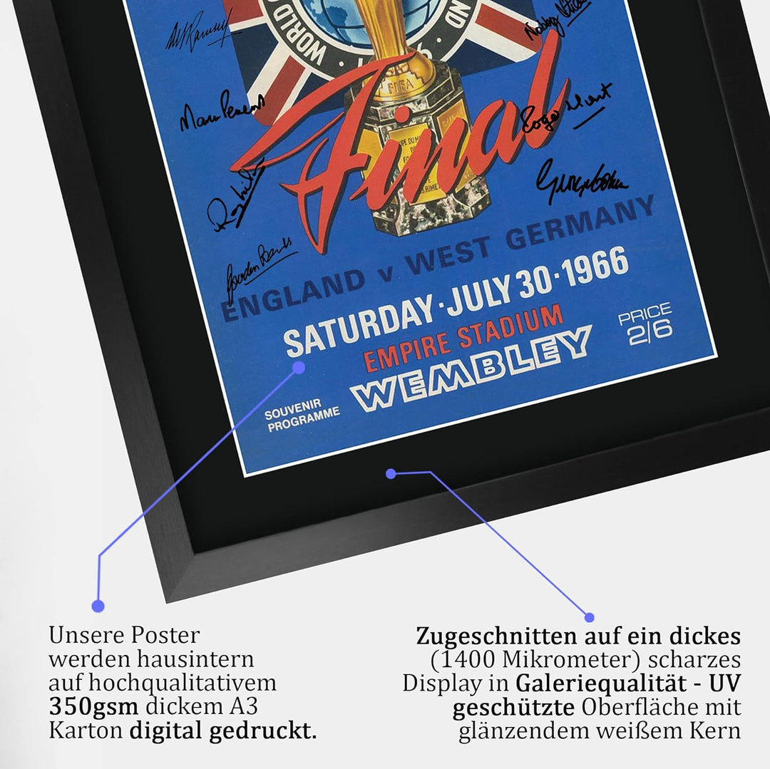 HWC Trading FR A3 England 1966 World Cup Final Gedruckte Erinnerungsstücke Signiertes Autogrammplaka