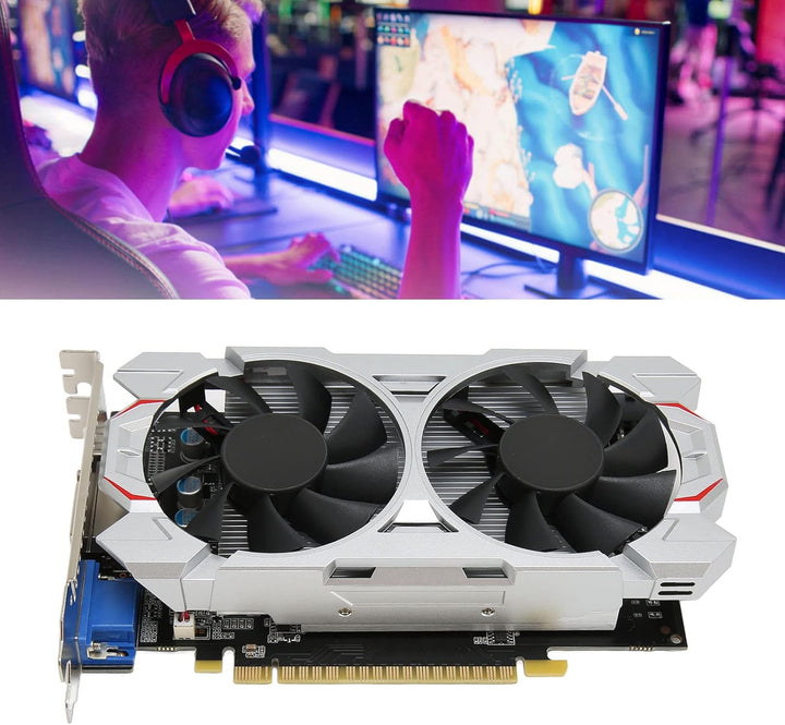 Elprico GTX750Ti 4G Gaming-Grafikkarte, 4K HD-Ausgang GDDR5 128BIT PC-Grafikkarte mit Zwei Lüftern,