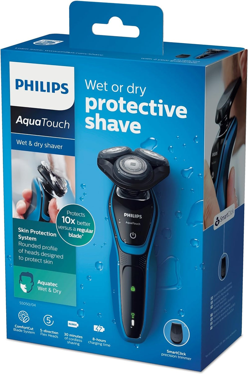 Philips Elektrorasierer AquaTouch Wet & Dry für Herren mit Präzisionstrimmer, S5050/04