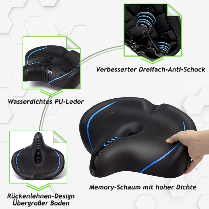 CDYWD Übergrosser Fahrradsattel Herren Damen - Bequem, Extra Breit, Weich Polster Fahrrad Sattel, At