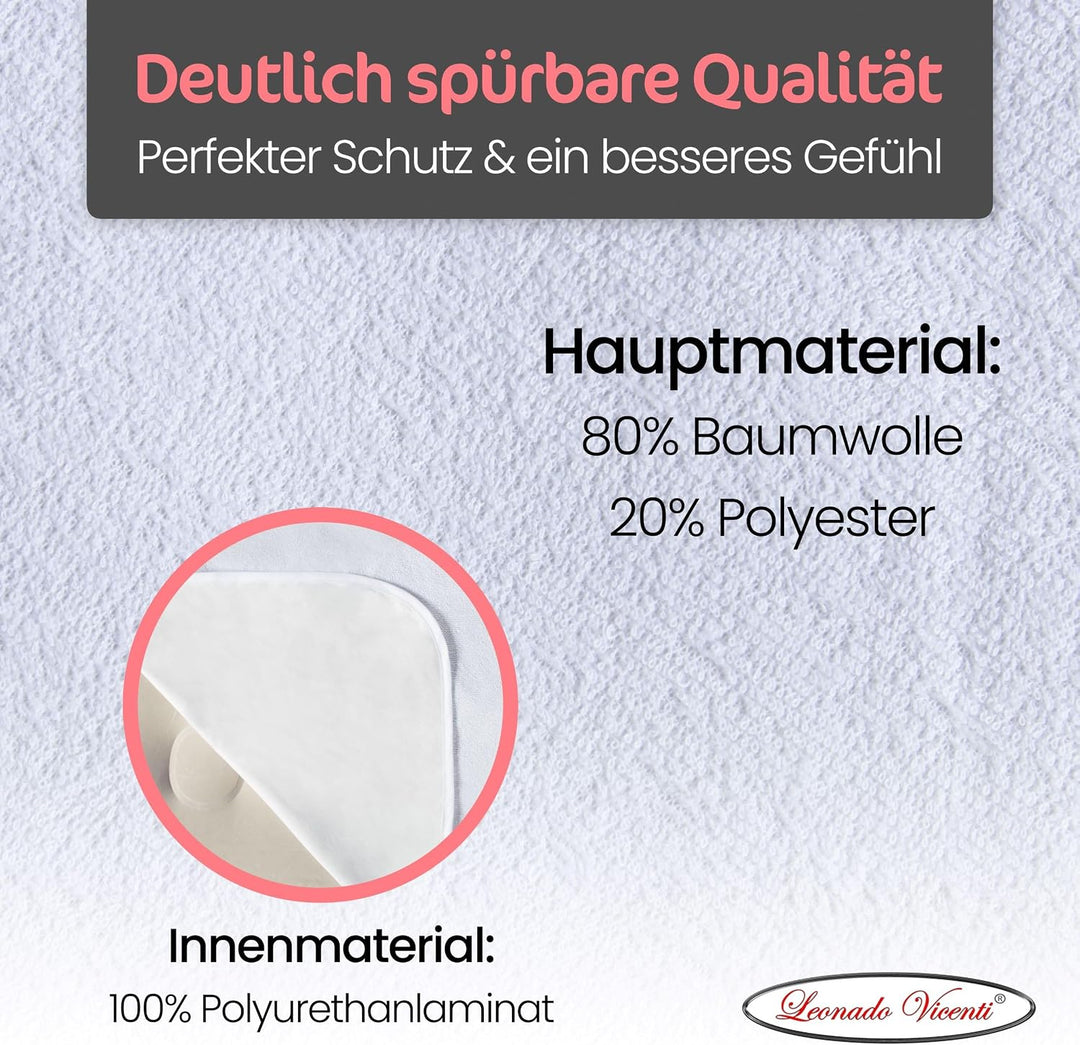 Leonado Vicenti Matratzenschoner 2 Stück Matratzenbezug Baumwolle Wasserdicht 120x200 cm Matratzenau