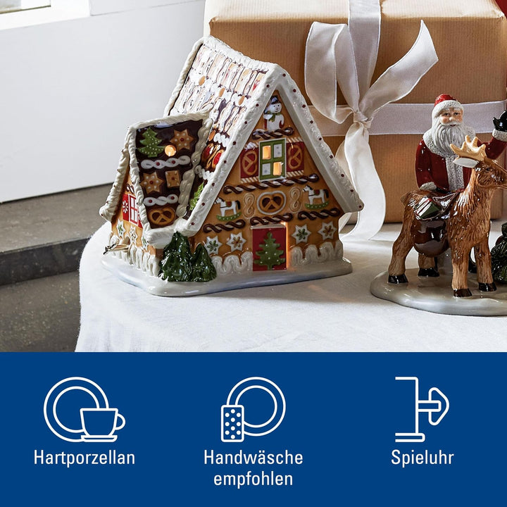Villeroy und Boch Christmas Toys Spieluhr "Lebkuchenhaus", Porzellan, Weiss/Beige