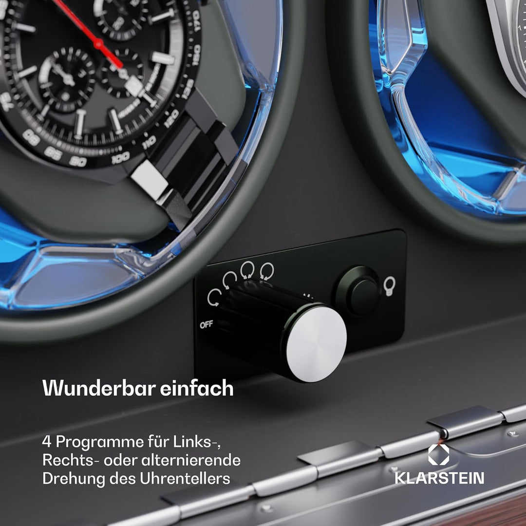 Klarstein Uhrenbeweger für Automatikuhren, Automatik-Uhrenbeweger für 2 Uhren mit Acryl-Tür, Automat