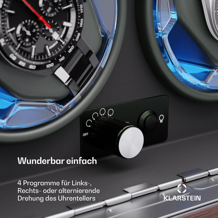 Klarstein Uhrenbeweger für Automatikuhren, Automatik-Uhrenbeweger für 2 Uhren mit Acryl-Tür, Automat