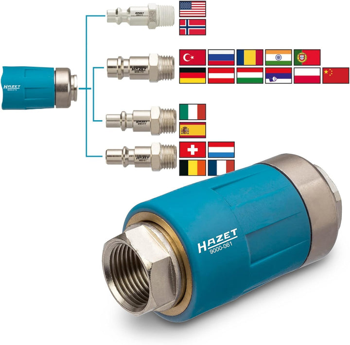 HAZET Schlauchroller Mit Schnellkupplung 9040N/2 | mit Stop at any point-Funktion, Gebremstes Aufwic