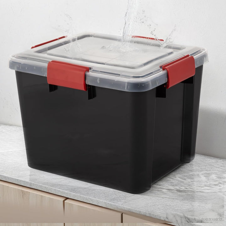 Iris Ohyama, 3er-Set luftdichte Aufbewahrungsboxen, 20 L, mit Clips, stapelbar, Garage, Keller, Dach