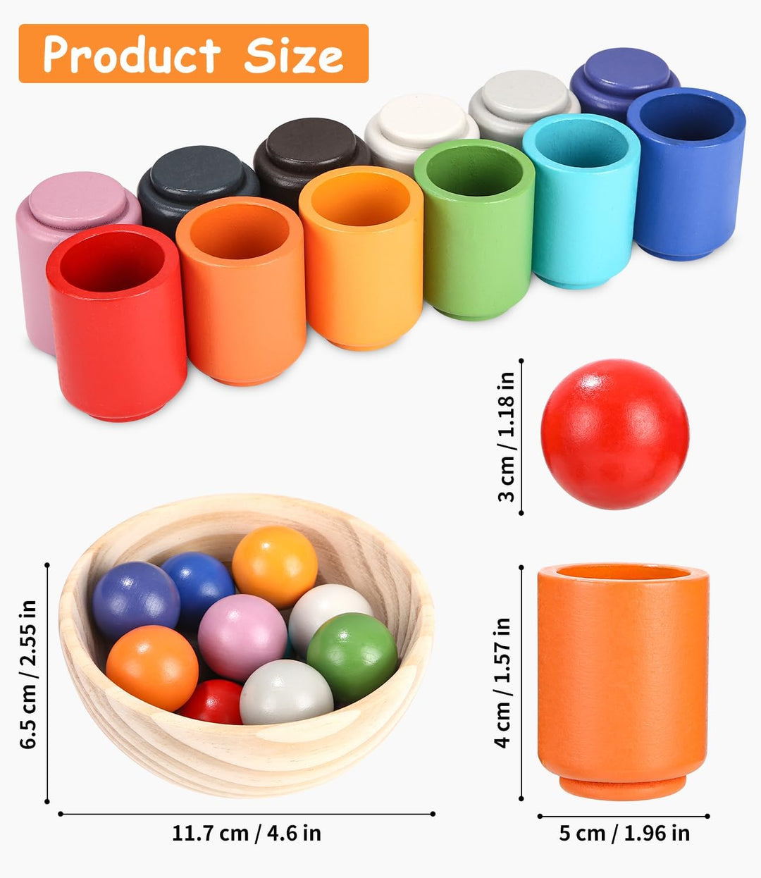 LEAZZLE Bälle im Becher Montessori Spielzeug 2 Jahre, Sensorik Spielzeug，Sortierspiel ab 2 Jahre und