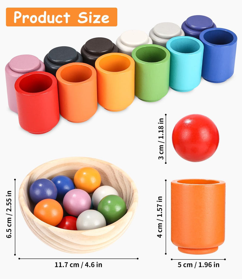 LEAZZLE Bälle im Becher Montessori Spielzeug 2 Jahre, Sensorik Spielzeug，Sortierspiel ab 2 Jahre und