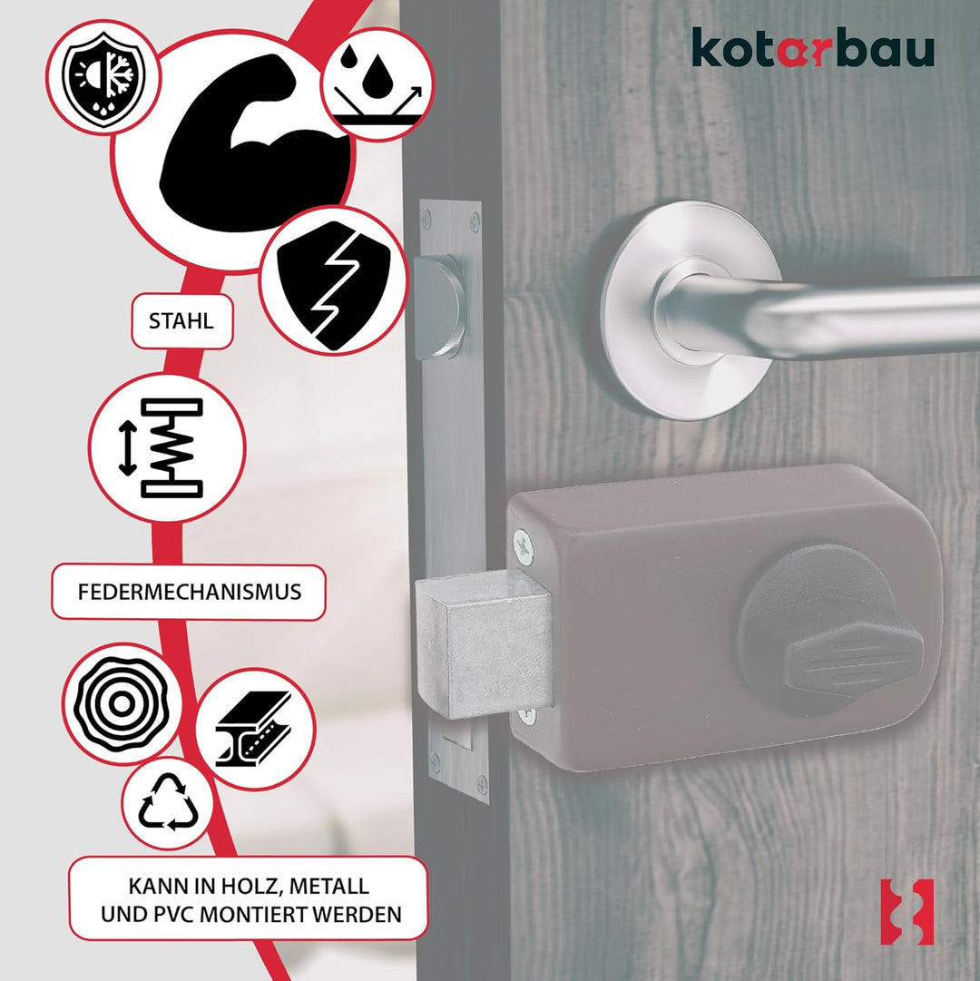 KOTARBAU® Zusatzschloss 60 mm 3 Farben mit Aussenzylinder Verschiedenschliessend Kastenschloss (Brau