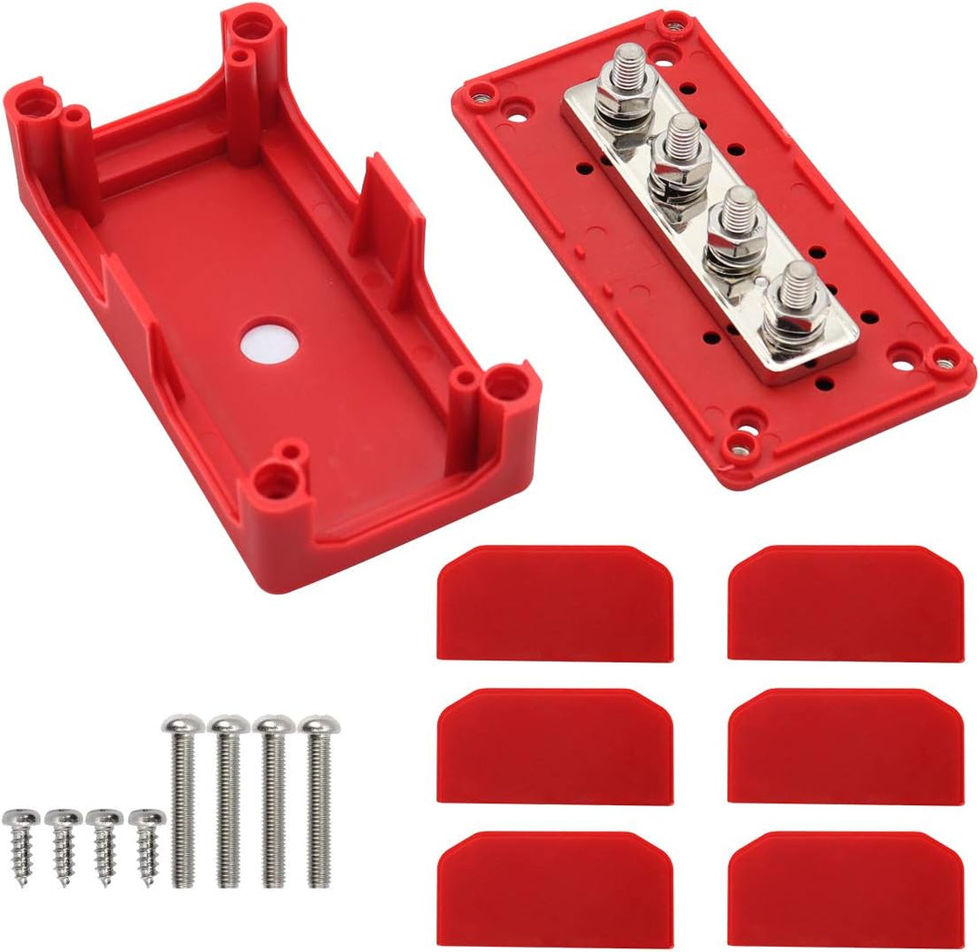 T Tocas Sammelschiene 12V - 48V DC 300 Amp Bus Bar mit 4 x M10 Bolzen Anschlussblöcke robustes Modul