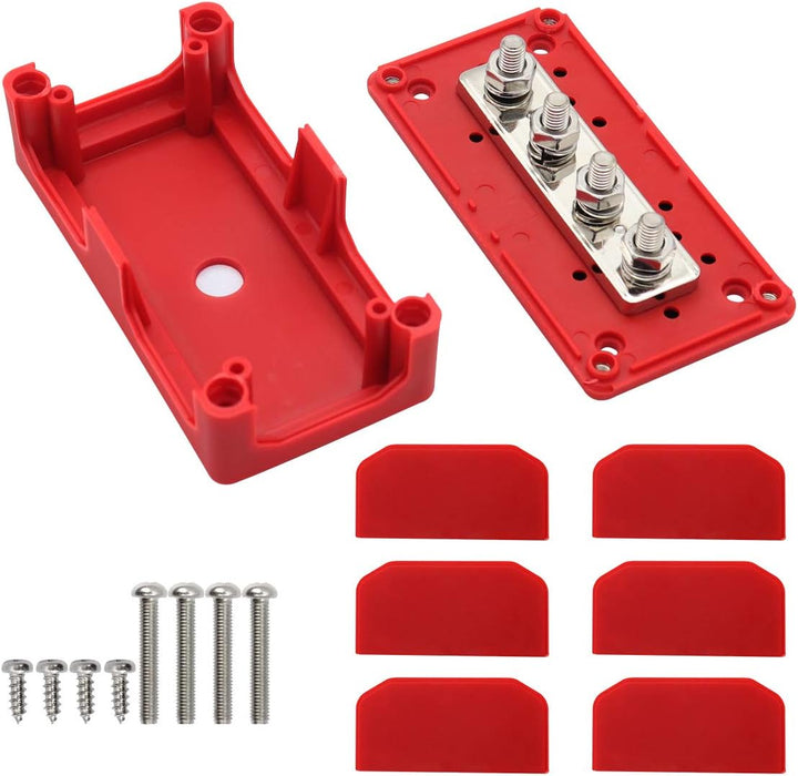 T Tocas Sammelschiene 12V - 48V DC 300 Amp Bus Bar mit 4 x M10 Bolzen Anschlussblöcke robustes Modul