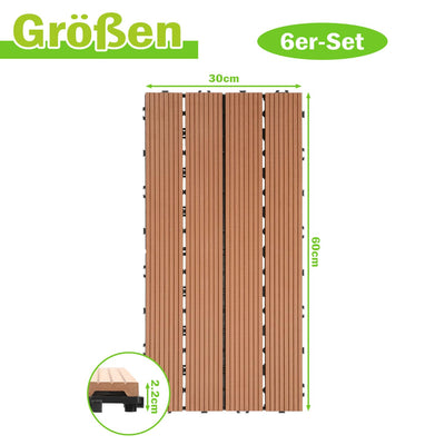 Gimisgu Terrassenfliesen WPC Fliesen, 30x60 cm Holzoptik Klickfliesen Balkonfliesen Klicksystem Terr