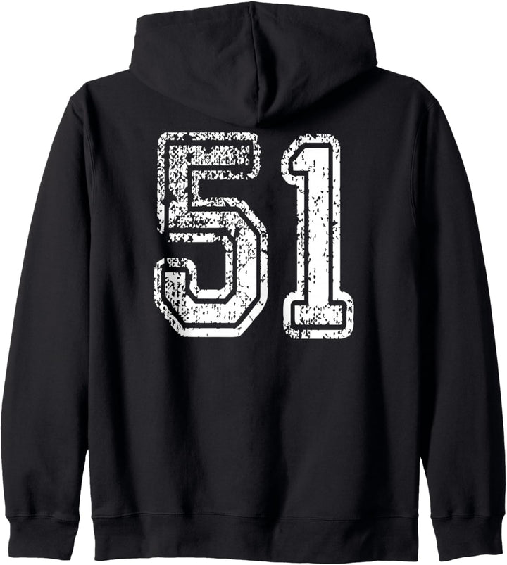 Nummer 51 in grungy weiss Kapuzenjacke