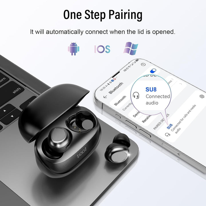 Schlafkopfhörer Bluetooth 5.4, 2026 Mini In Ear Kopfhörer Kabellos für Seitenschläfer, 47Std Spielze