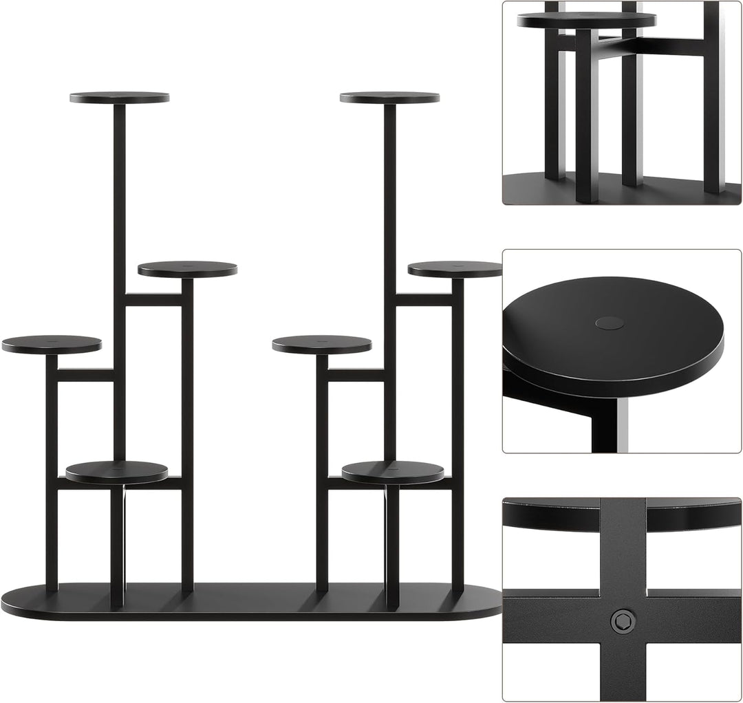 MIN WIN 100 cm Pflanzenständer Metall mit 8 Ebenen Pflanzenregal Blumenständer drinnen draussen Plat