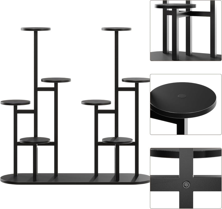 MIN WIN 100 cm Pflanzenständer Metall mit 8 Ebenen Pflanzenregal Blumenständer drinnen draussen Plat