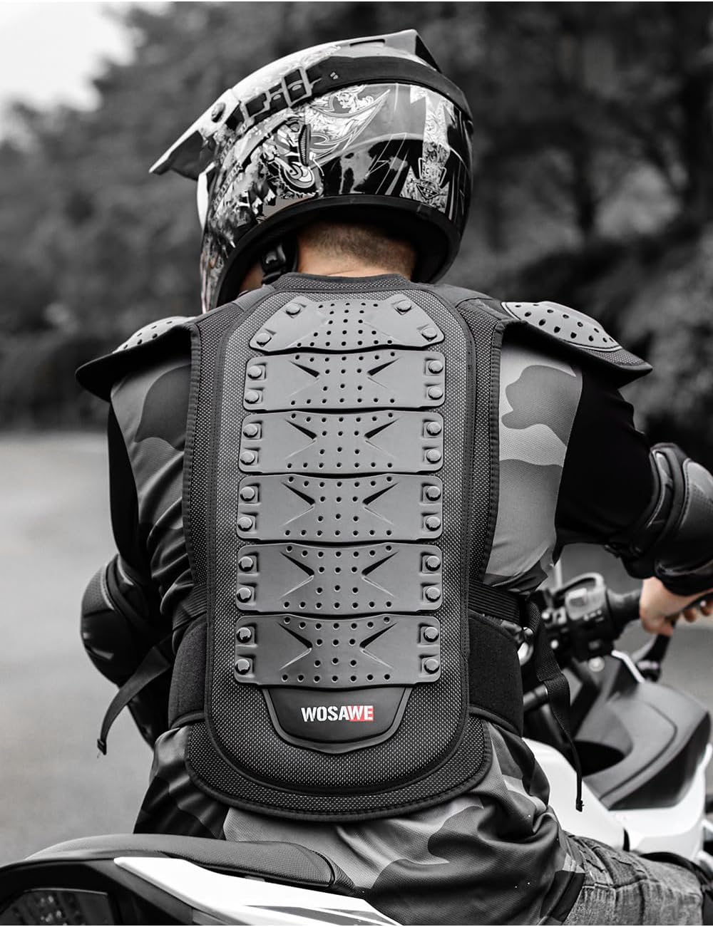 WOSAWE Motorrad Schutz Jacke für Erwachsene, Brustpanzer Racing Guard Rückenprotektoren Schutzausrüs