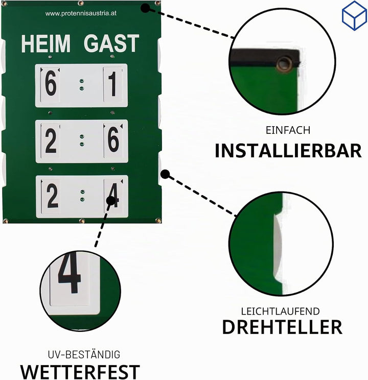 Tennis Spielstandsanzeiger – beidseitige Tennis Zähltafel/Anzeigetafel 60 x 46 cm, 60 x 46 cm