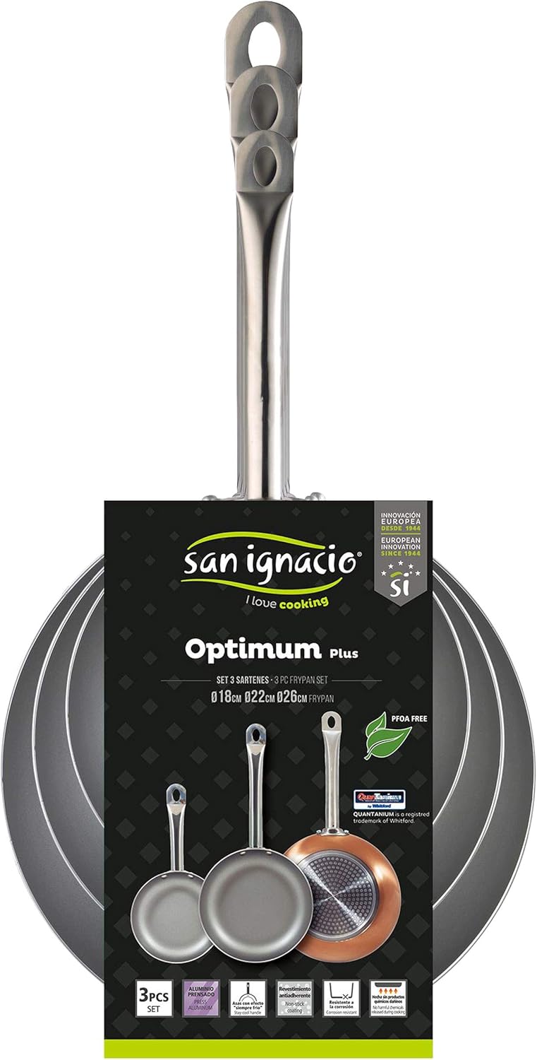 3er Set Bratpfanne (18,22,26cm) aus gepresstem Aluminium, induktionsgeeignet, Optimum Plus Set 18/22