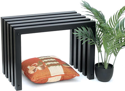 DanDiBo Hocker Metall Schwarz Sitzbank Massiv Wetterfest 60 cm Sitzhocker 96446 Modern Bank Lamellen