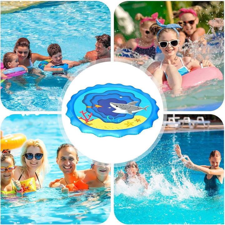 Kinder-Wassersprinkler 170 Zentimeter grosse Wasser-Spritzmatte mit Hai- | Wassersprinkler-Spielzeug