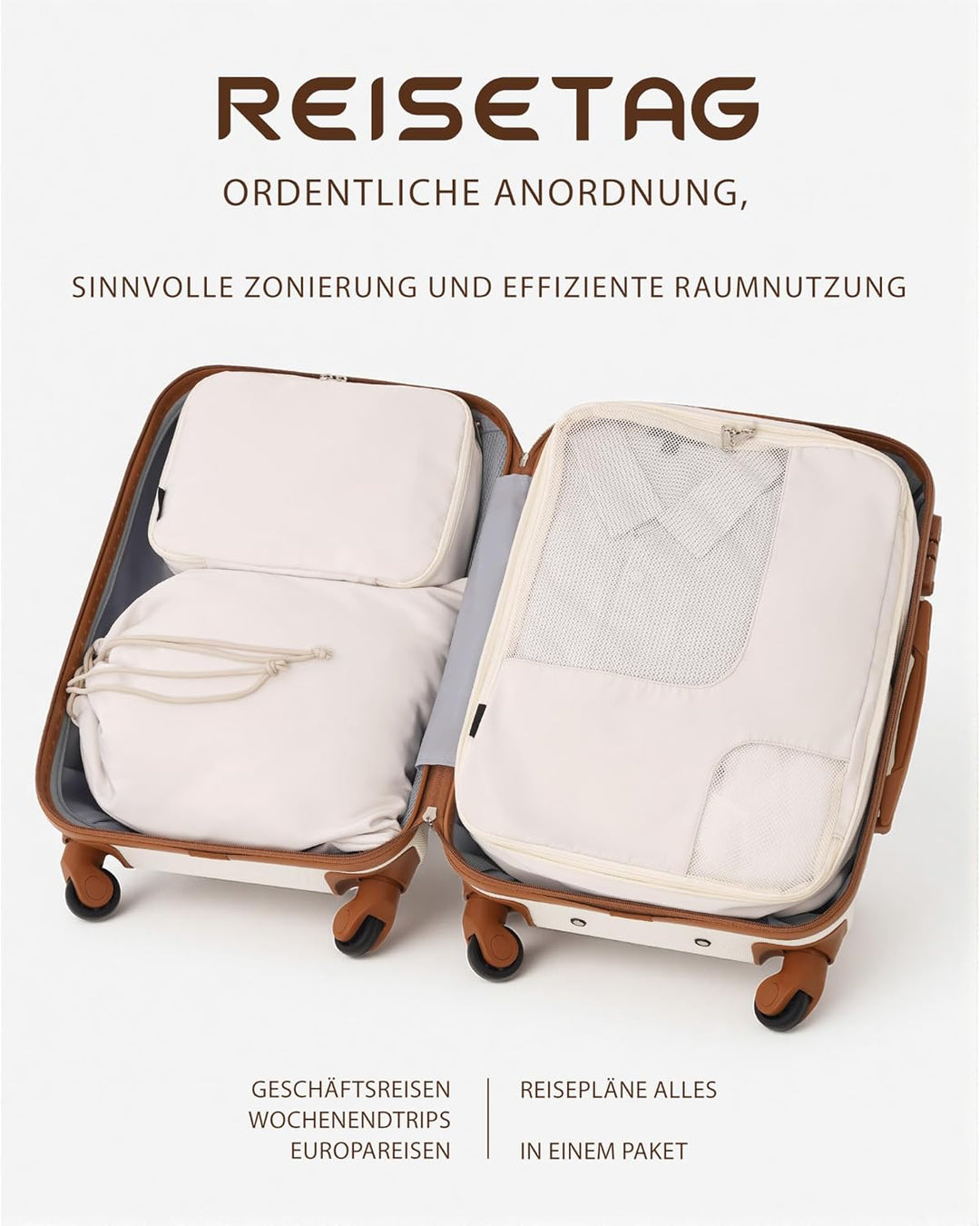 COOLIFE Handgepäck Koffer Set 20 Zoll, ABS+PC Hartschalenkoffer mit Rollen & TSA-Schloss, Enthält 1