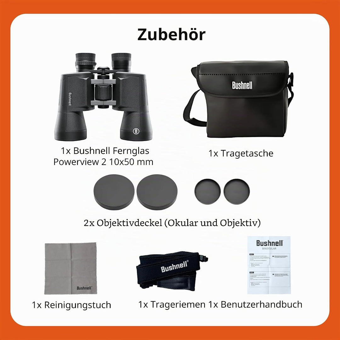 Bushnell - Powerview 2 - Fernglas - 10x50 - Porro - Aluminium Metallgehäuse - Mehrschichtvergütung -