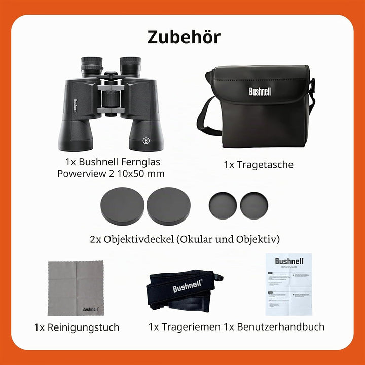 Bushnell - Powerview 2 - Fernglas - 10x50 - Porro - Aluminium Metallgehäuse - Mehrschichtvergütung -