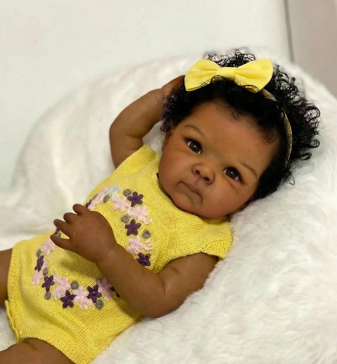 Zero pam Schwarze Reborn Baby Vollsilikon Lebensecht, Silikon Baby Mädchen, 45CM Babypuppen Wie Echt