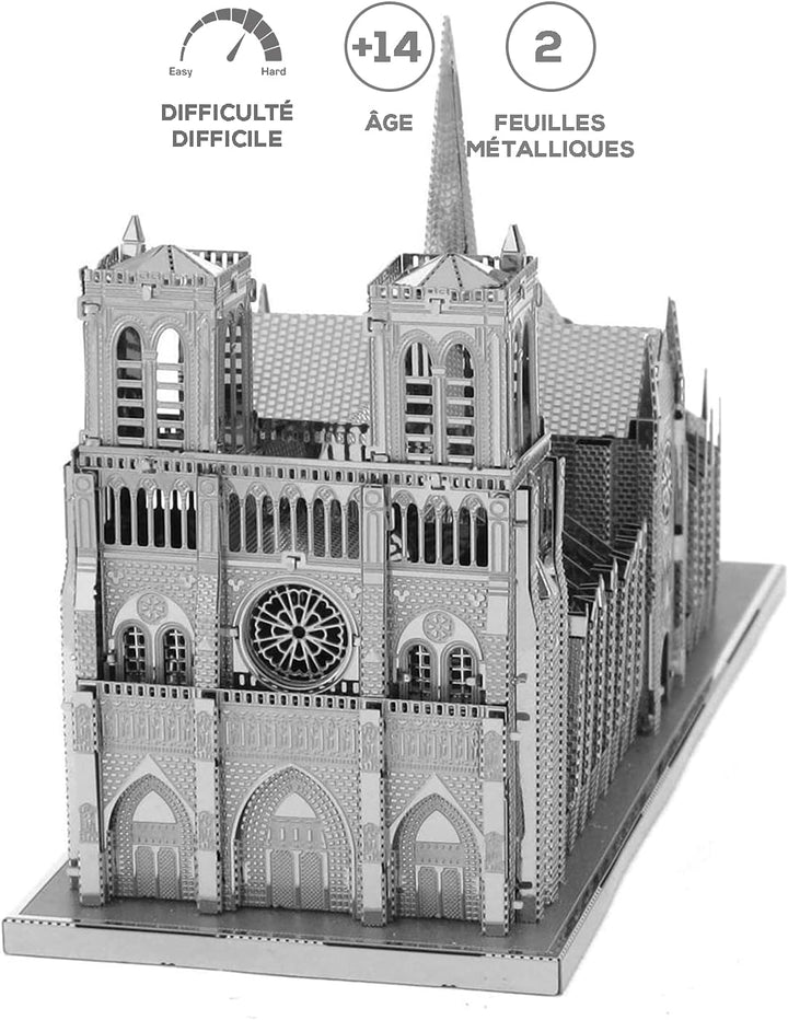 Fascinations ICX003 Metal Earth Metallbausätze - Wahrzeichen Notre Dame, lasergeschnittener 3D-Konst