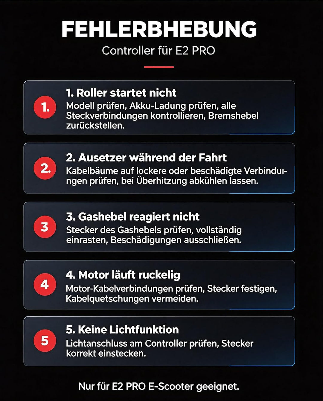 E2 PRO Controller für Elektroroller Kompatibel mit Segway Ninebot E2 PRO / E2 PROD / E2 PROE Kicksco