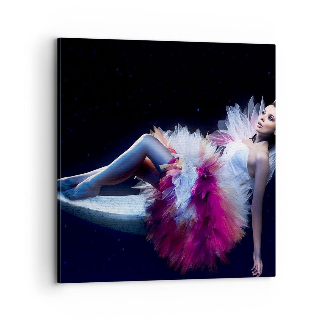 Bilder auf Leinwand 70x70cm Leinwandbild Frau Geheimnis Kleid elegant Gross Wanddeko Bild Schlafzimm