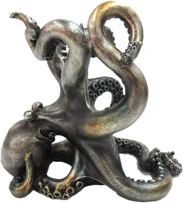 Rustikal Silber Octopus Wein Halter 19,1 cm hoch Tischplatte Bar Zähler Deko Skulptur