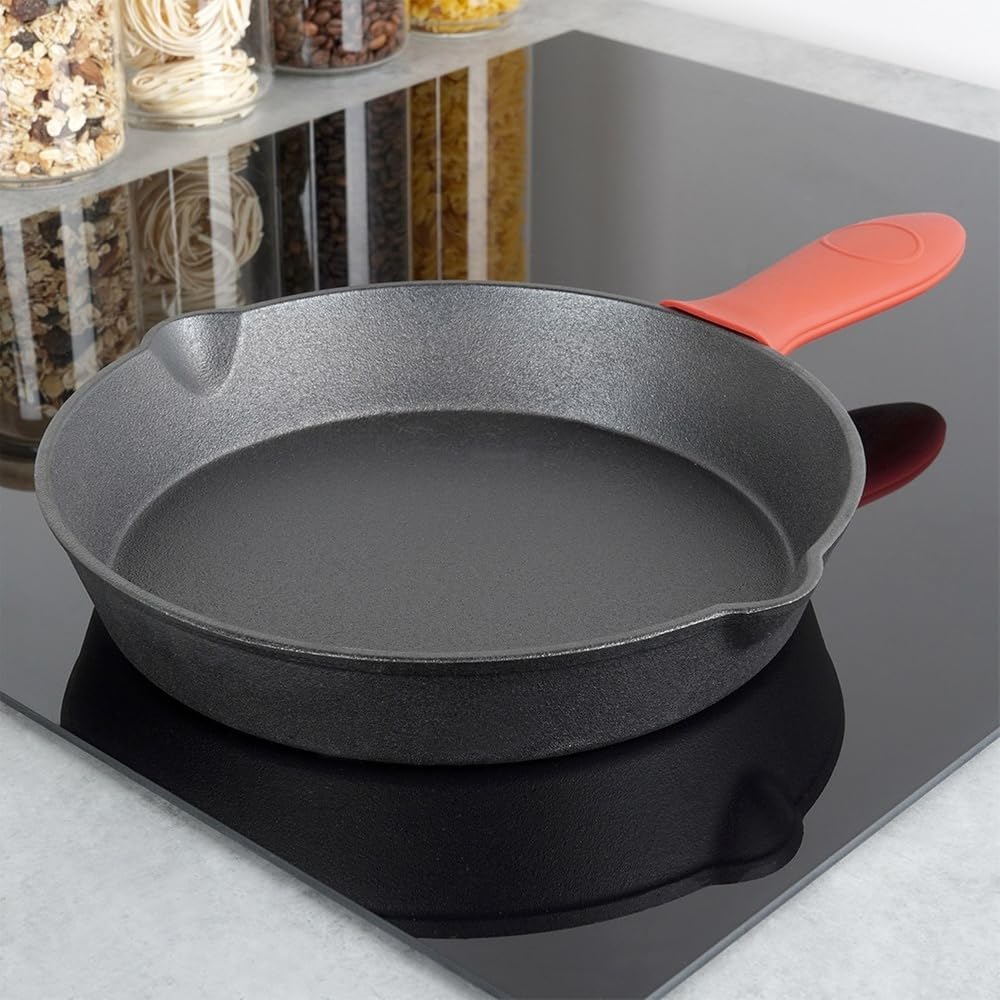 Vilde Gusseisenpfanne Eisenpfanne Grillpfanne aus Gusseisen mit Silikon-Griffschutz CAST LINE 25 cm