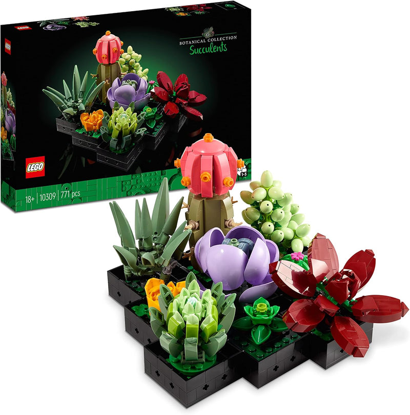 LEGO 10309 Icons Sukkulenten Künstliche Blumen Set für Erwachsene, Blumenstrauss-Bausatz, Kreatives