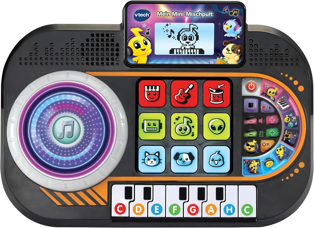 VTech Mein Mini-Mischpult – Interaktives DJ-Pult mit Lichteffekten, Klaviertasten und Turntable – Zu