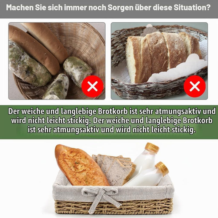 Brotkorb 3er Set Brotkörbchen aus Papierseil Handgewebter Brotkorb Geflochten Brötchenkorb Aufbewahr