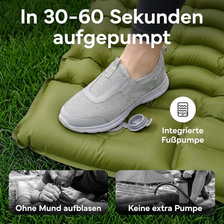NEOLYMP NORDPINE Isomatte Camping - Integrierte Fusspumpe, Aufblasbar, 10 cm Dick - 200x70 cm, Ultra