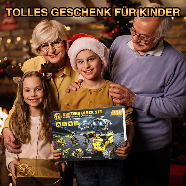 Technic Roboter Bauspielzeug Bausatz, 688PCS 5-IN-1 RC Roboter und Auto, Ferngesteuert und App Robot
