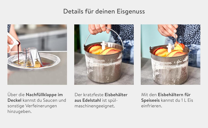 SPRINGLANE Eismaschine & Joghurtbereiter Elisa 2,0 L mit selbstkühlendem Kompressor 220 W inkl. Edel