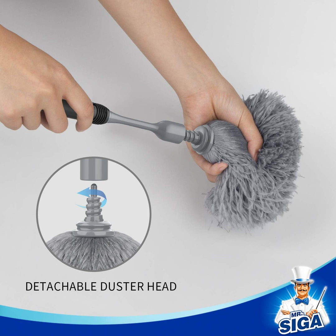 MR.SIGA Mikrofaser-Staubwedel für empfindliche Oberflächen, Ergonomischer Rutschfester Griff, Abnehm