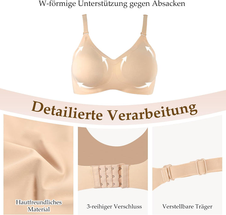 Mastektomie BH Set mit Hohle Silikon Brüste,Baumwoll-Einlagen | Taschenloser bügelfreier BH,für Mast