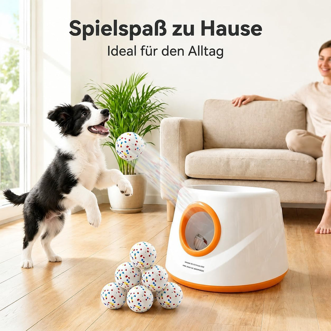 Automatischer Ballwerfer für Hunde, Wiederaufladbarer Ballwerfer mit 3 Distanzstufen (5–15 m), 9 ETP