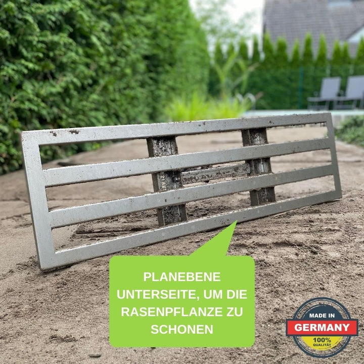 RISISANI® Rasenrakel | 116x30cm | V2A-Edelstahl rostfrei | 100% Made in Germany | Ohne Stiel | optio