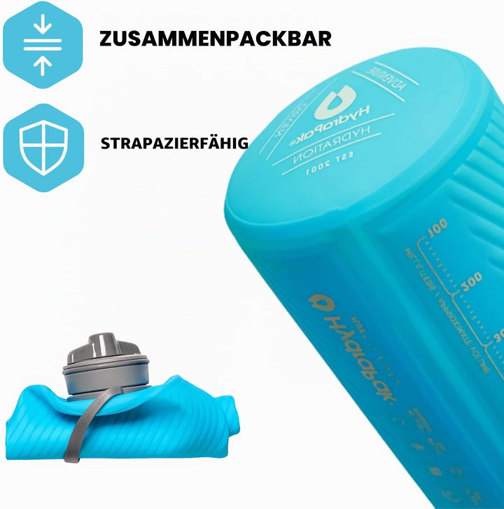 Hydrapak Flussmittel Faltbare Flasche, 1 L, Malibu Blue Malibu Blue 946 ml, Malibu Blue 946 ml