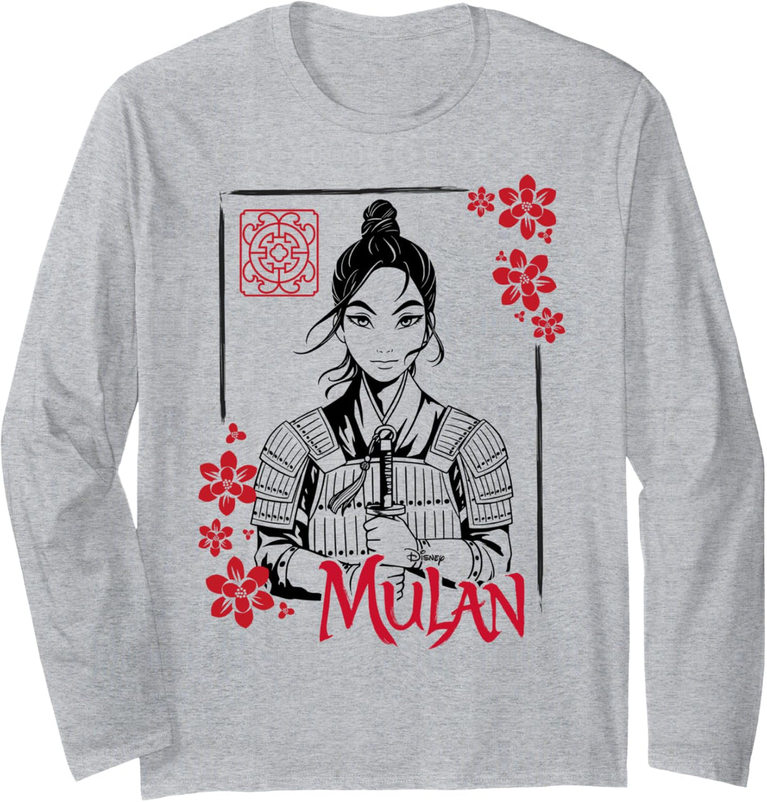Disney Mulan Live Action Mulan Floral Ink Portrait Langarmshirt